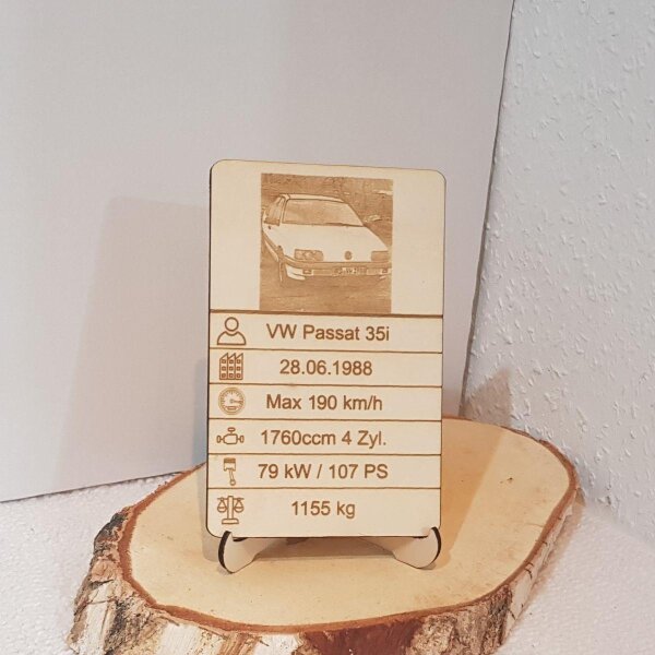 Quartett Holzkarte personalisiert &quot;Fahrzeug&quot;